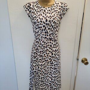 Loft | A line Dress | White Animal Print Cheetah Leopard | Petite
